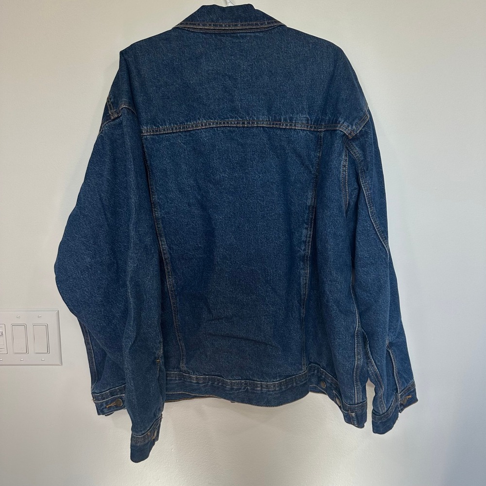 Wrangler Mens Denim Jacket 3XL Cotton Flannel Lined Warm Barn Chore Dark Blue - Picture 4 of 7